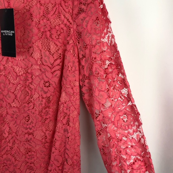 American Living Coral Pink Knee Length Lace Dress - Size 14 - Picture 5 of 14